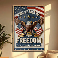 Load image into Gallery viewer, Personalized Vertical Poster with American Flag Bald Eagle Custom Family Name Gift for Dad