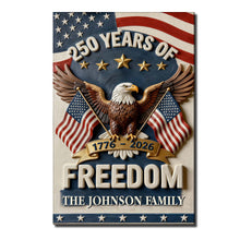 Load image into Gallery viewer, Personalized Vertical Poster with American Flag Bald Eagle Custom Family Name Gift for Dad