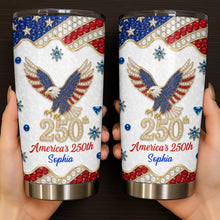 Load image into Gallery viewer, Personalized 4th of July Stainless Steel Tumbler Custom Name Eagle Gift
