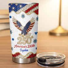 Load image into Gallery viewer, Personalized 4th of July Stainless Steel Tumbler Custom Name Eagle Gift