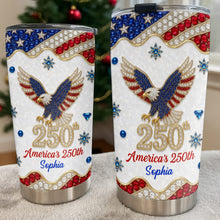 Load image into Gallery viewer, Personalized 4th of July Stainless Steel Tumbler Custom Name Eagle Gift
