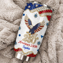 Load image into Gallery viewer, Personalized 4th of July Stainless Steel Tumbler Custom Name Eagle Gift