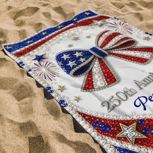 Load image into Gallery viewer, Personalized 4th of July Beach Towel Custom Name USA Flag