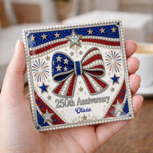 Load image into Gallery viewer, Personalized American Flag Ceramic Coaster Unique Gift