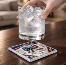 Load image into Gallery viewer, Personalized American Flag Ceramic Coaster Unique Gift