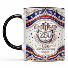 Load image into Gallery viewer, Personalized 250th Anniversary Patriotic Accent Mug Gift