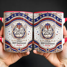 Load image into Gallery viewer, Personalized 250th Anniversary Patriotic Accent Mug Gift