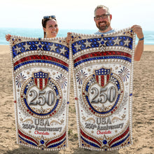 Load image into Gallery viewer, Personalized Microfiber Beach Towel USA Flag Gift Custom Name