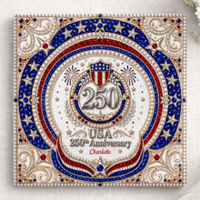 Load image into Gallery viewer, Personalized Ceramic Coaster USA 250th Anniversary Gift