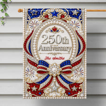 Load image into Gallery viewer, Personalized Double-Sided Garden Flag 250th Anniversary Patriotic Design