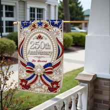 Load image into Gallery viewer, Personalized Double-Sided Garden Flag 250th Anniversary Patriotic Design