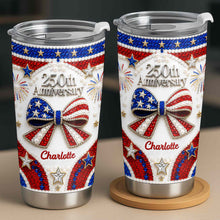 Load image into Gallery viewer, Personalized Stainless Steel Tumbler Custom Name Patriotic 4th of July Gift - 20oz 30oz