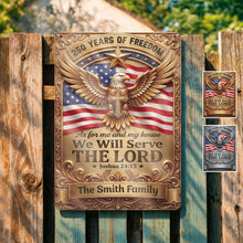 Load image into Gallery viewer, Personalized Metal Sign with Eagle Cross Custom Name Gift for Dad