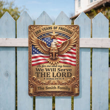 Load image into Gallery viewer, Personalized Metal Sign with Eagle Cross Custom Name Gift for Dad