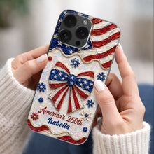 Load image into Gallery viewer, Personalized Clear Phone Case with American Flag Flowers Gift for Independence Day