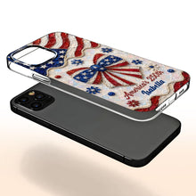 Load image into Gallery viewer, Personalized Clear Phone Case with American Flag Flowers Gift for Independence Day