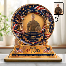 Load image into Gallery viewer, Personalized 2-Layer Wood Plaque Custom Eagle Flag Gift - 4th of July