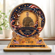 Load image into Gallery viewer, Personalized 2-Layer Wood Plaque Custom Eagle Flag Gift - 4th of July