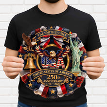 Load image into Gallery viewer, Personalized Custom Shaped Wood Sign USA 250th Anniversary Gift
