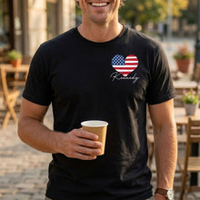 Load image into Gallery viewer, Personalized American Flag Heart T-Shirt Custom Design Gift