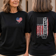 Load image into Gallery viewer, Personalized American Flag Heart T-Shirt Custom Design Gift