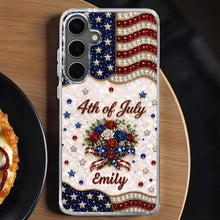 Load image into Gallery viewer, Personalized 4th of July Clear Phone Case with Name - Patriotic Flowers Gift