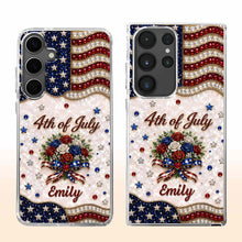 Load image into Gallery viewer, Personalized 4th of July Clear Phone Case with Name - Patriotic Flowers Gift