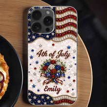 Load image into Gallery viewer, Personalized 4th of July Clear Phone Case with Name - Patriotic Flowers Gift