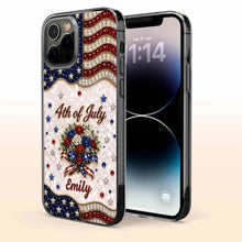 Load image into Gallery viewer, Personalized 4th of July Clear Phone Case with Name - Patriotic Flowers Gift