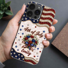 Load image into Gallery viewer, Personalized 4th of July Clear Phone Case with Name - Patriotic Flowers Gift