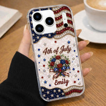 Load image into Gallery viewer, Personalized 4th of July Clear Phone Case with Name - Patriotic Flowers Gift