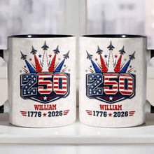 Load image into Gallery viewer, Personalized Ceramic Accent Mug Custom Name USA Independence Day Gift