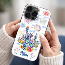 Load image into Gallery viewer, Personalized Clear Phone Case Independence Day Gift with Fireworks