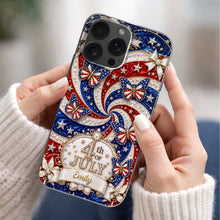 Load image into Gallery viewer, Personalized Clear Phone Case with American Flag Design for 4th of July