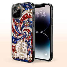Load image into Gallery viewer, Personalized Clear Phone Case with American Flag Design for 4th of July
