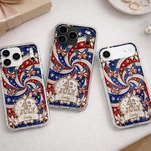 Load image into Gallery viewer, Personalized Clear Phone Case with American Flag Design for 4th of July