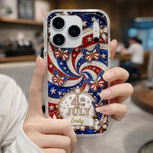 Load image into Gallery viewer, Personalized Clear Phone Case with American Flag Design for 4th of July