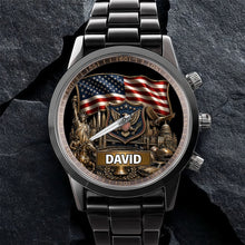 Load image into Gallery viewer, Personalized American Flag Men's Watch Custom Name Gift for Dad