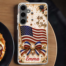 Load image into Gallery viewer, Personalized Clear Phone Case American Flag Gift for Her
