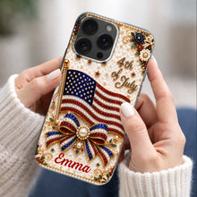 Load image into Gallery viewer, Personalized Clear Phone Case American Flag Gift for Her
