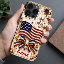 Load image into Gallery viewer, Personalized Clear Phone Case American Flag Gift for Her