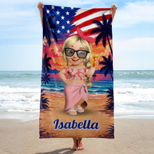 Load image into Gallery viewer, Personalized Microfiber Beach Towel Custom Name Fireworks Gift