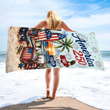 Load image into Gallery viewer, Personalized Beach Towel Custom Name Eagle Fireworks Gift