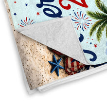 Load image into Gallery viewer, Personalized Beach Towel Custom Name Eagle Fireworks Gift
