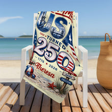 Load image into Gallery viewer, Personalized Microfiber Beach Towel Custom Design USA Gift