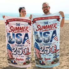 Load image into Gallery viewer, Personalized Microfiber Beach Towel Custom Design USA Gift