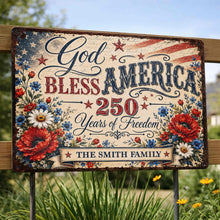 Load image into Gallery viewer, Personalized Metal Sign Custom Family Name 4th of July Gift