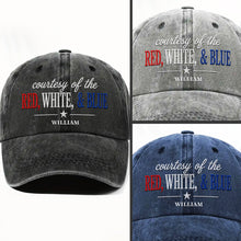 Load image into Gallery viewer, Personalized Washed Denim Cap Custom Name Patriotic Gift