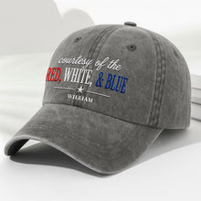 Load image into Gallery viewer, Personalized Washed Denim Cap Custom Name Patriotic Gift