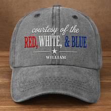 Load image into Gallery viewer, Personalized Washed Denim Cap Custom Name Patriotic Gift